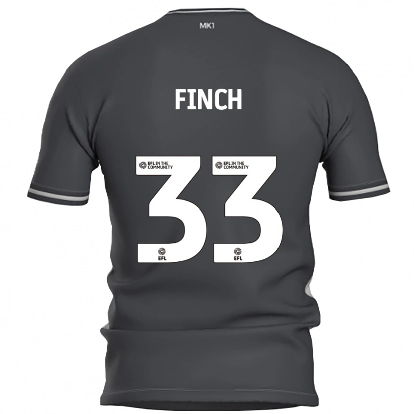 Danxen Enfant Maillot Tom Finch #33 Gris Argent Tenues Extérieur 2025/26 T-Shirt