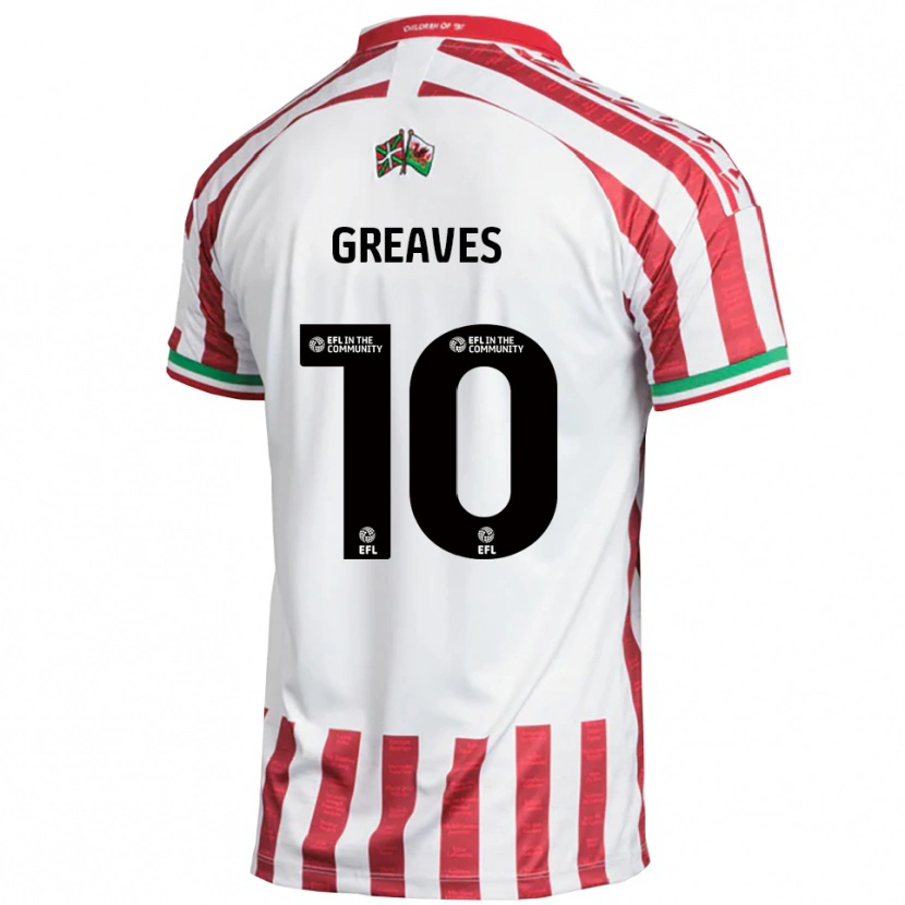 Danxen Enfant Maillot Oliver Greaves #10 Rouge Blanc Tenues Extérieur 2025/26 T-Shirt
