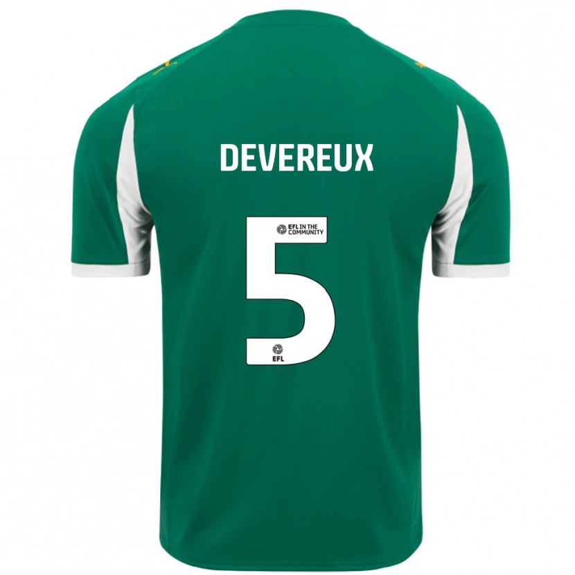 Danxen Enfant Maillot Frankie Devereux #5 Vert Blanc Tenues Extérieur 2025/26 T-Shirt