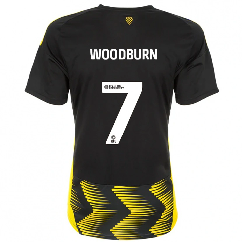 Danxen Enfant Maillot Ben Woodburn #7 Noir Jaune Tenues Extérieur 2025/26 T-Shirt