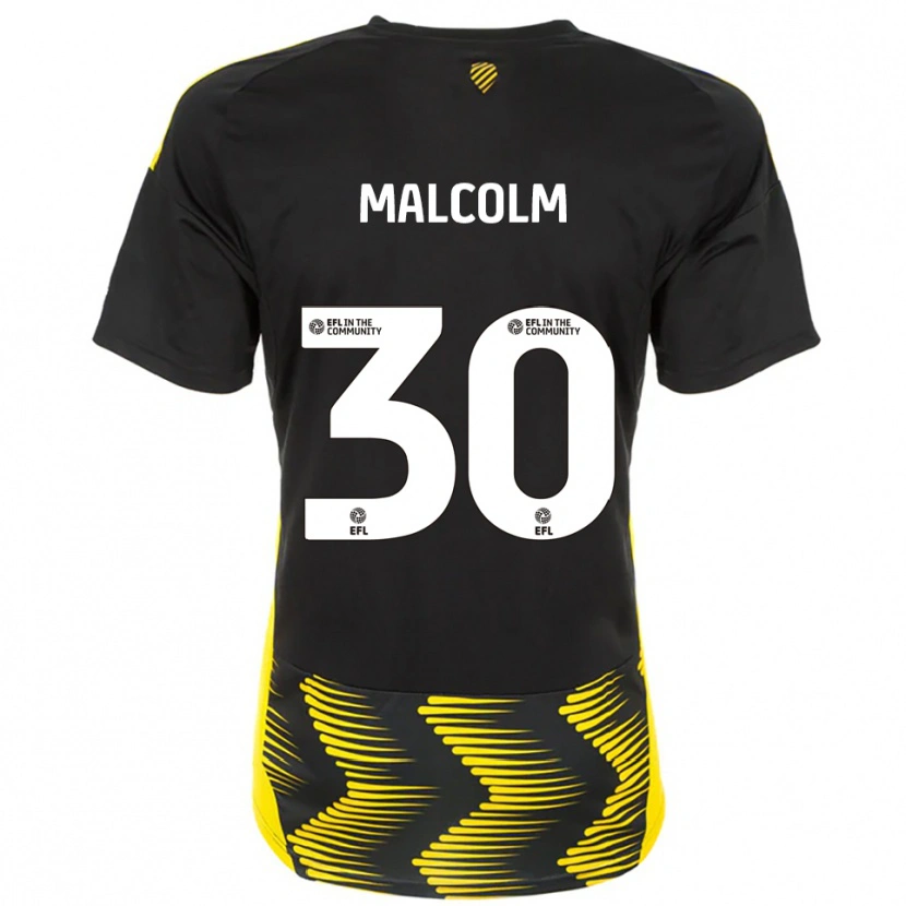 Danxen Enfant Maillot Kyrell Malcolm #30 Noir Jaune Tenues Extérieur 2025/26 T-Shirt