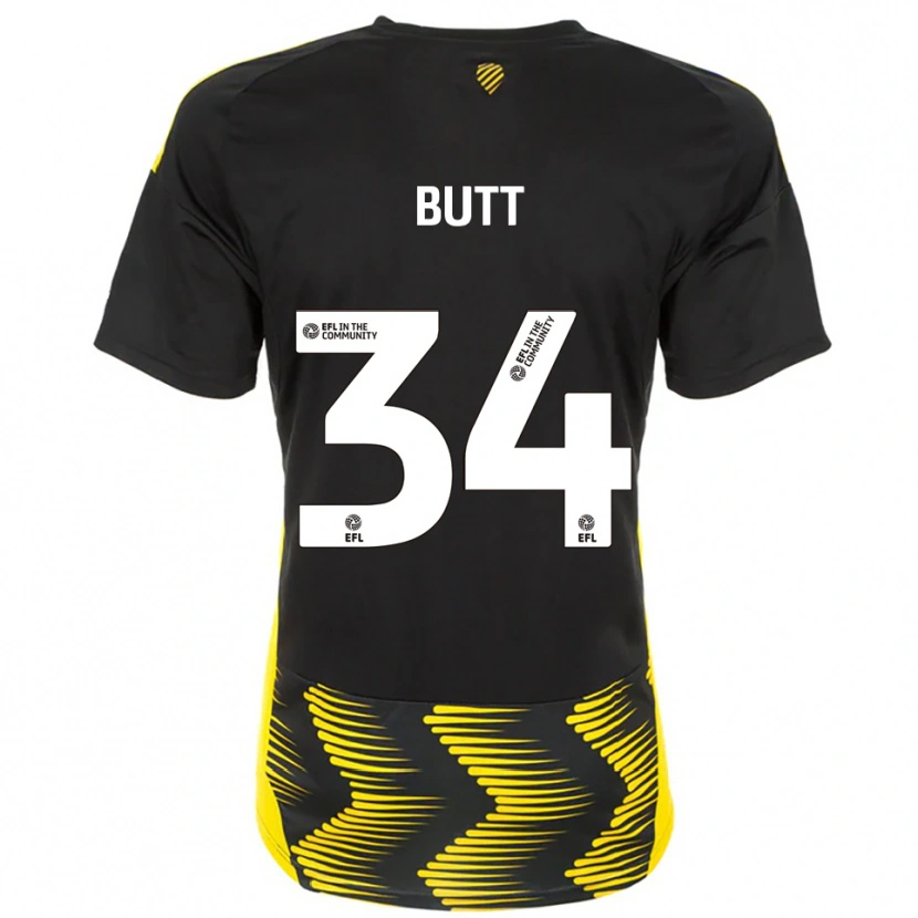 Danxen Enfant Maillot Ruben Butt #34 Noir Jaune Tenues Extérieur 2025/26 T-Shirt