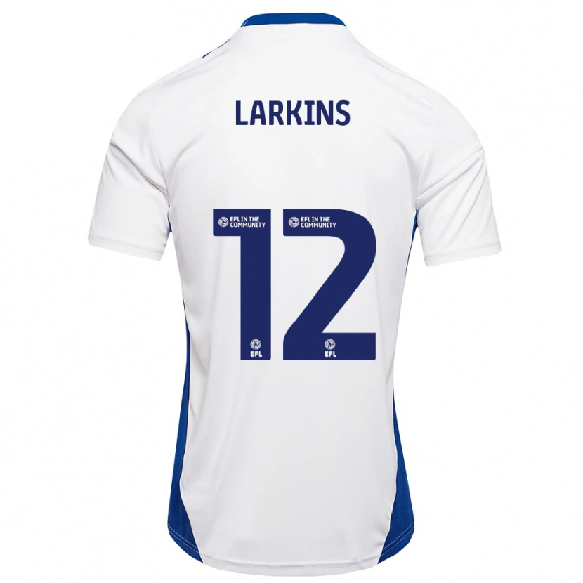 Danxen Enfant Maillot Kian Larkins #12 Blanc Bleu Tenues Extérieur 2025/26 T-Shirt