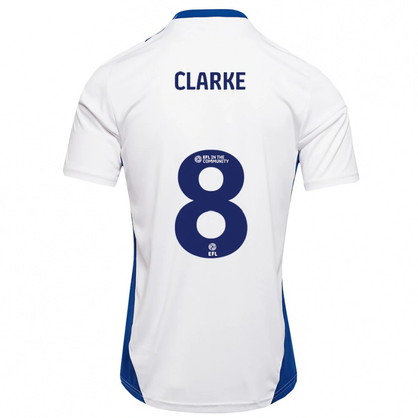 Danxen Enfant Maillot Ollie Clarke #8 Blanc Bleu Tenues Extérieur 2025/26 T-Shirt