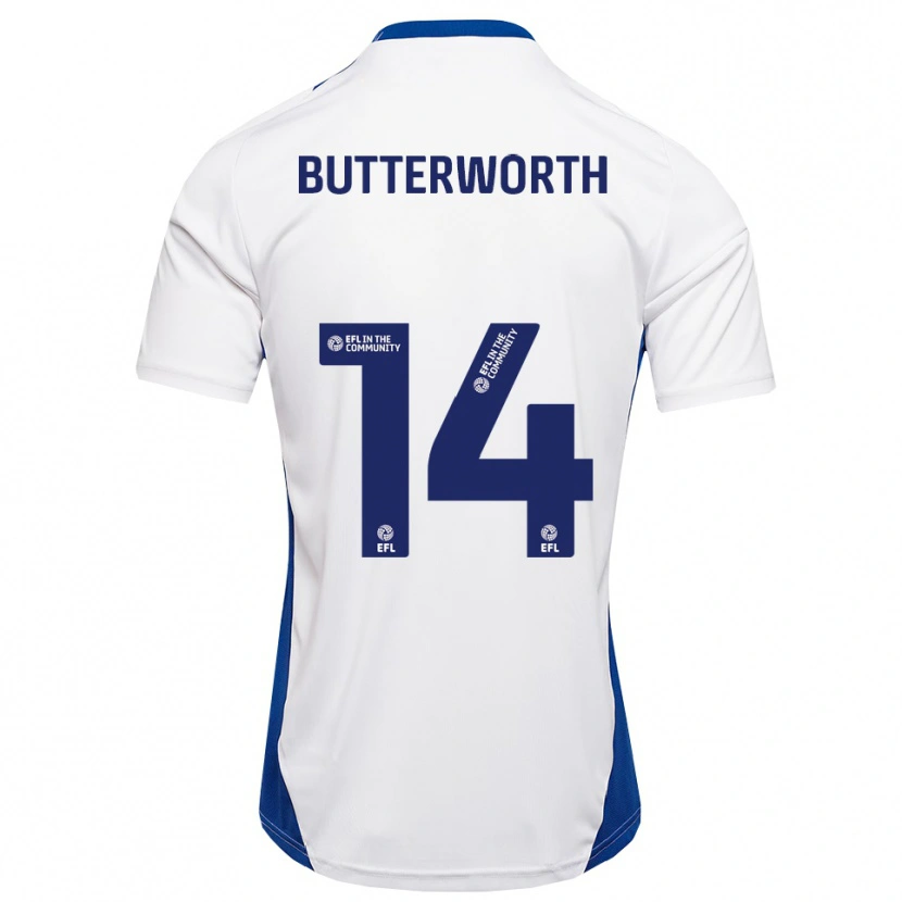 Danxen Enfant Maillot Daniel Butterworth #14 Blanc Bleu Tenues Extérieur 2025/26 T-Shirt