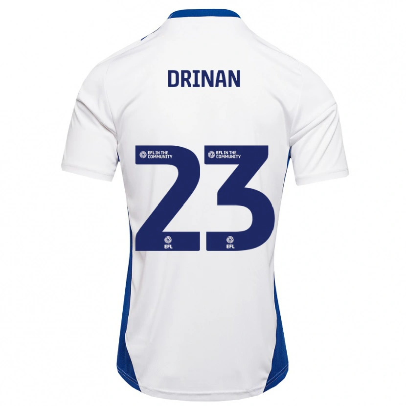 Danxen Enfant Maillot Aaron Drinan #23 Blanc Bleu Tenues Extérieur 2025/26 T-Shirt