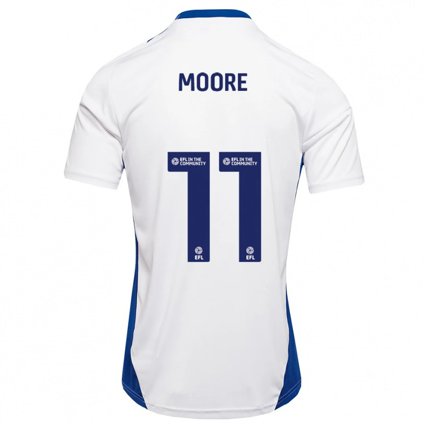 Danxen Enfant Maillot Thomas Moore #11 Blanc Bleu Tenues Extérieur 2025/26 T-Shirt