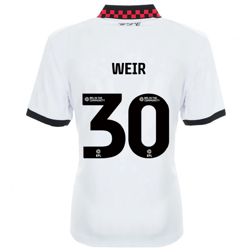 Danxen Enfant Maillot Evan Weir #30 Blanc Noir Tenues Extérieur 2025/26 T-Shirt