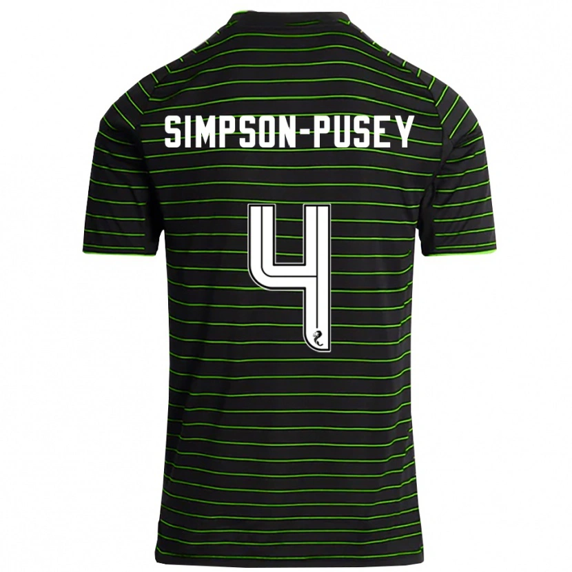 Danxen Enfant Maillot Jahmai Simpson-Pusey #4 Noir Vert Tenues Extérieur 2025/26 T-Shirt