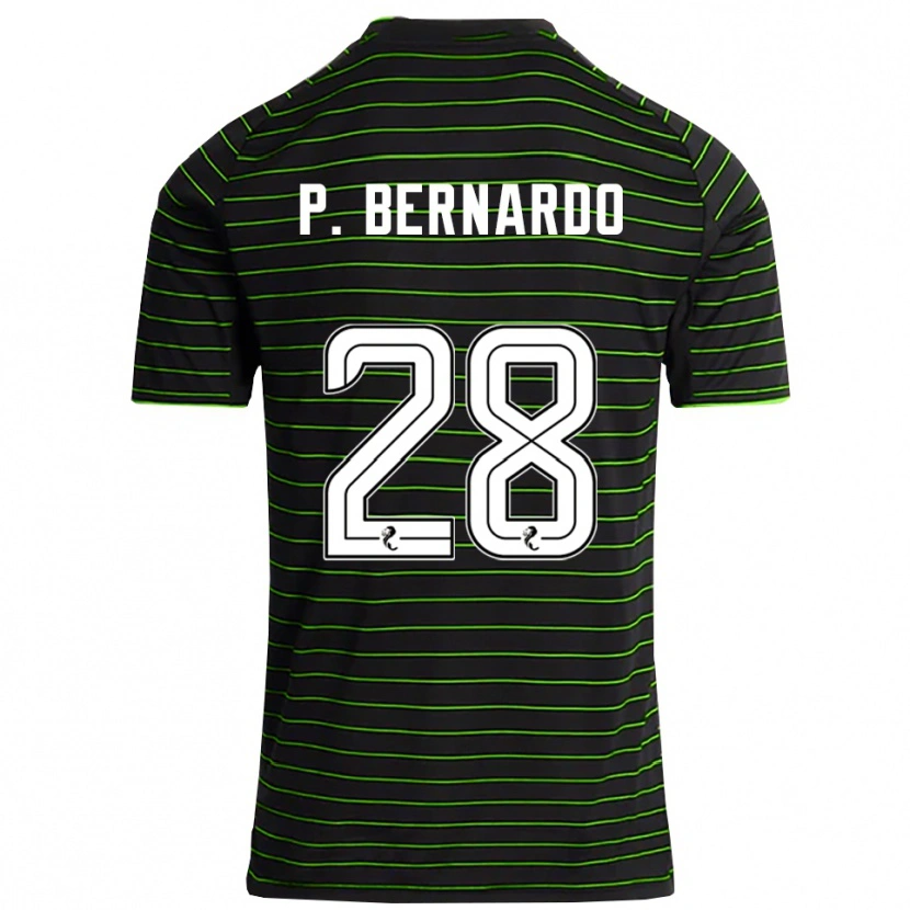 Danxen Enfant Maillot Paulo Bernardo #28 Noir Vert Tenues Extérieur 2025/26 T-Shirt