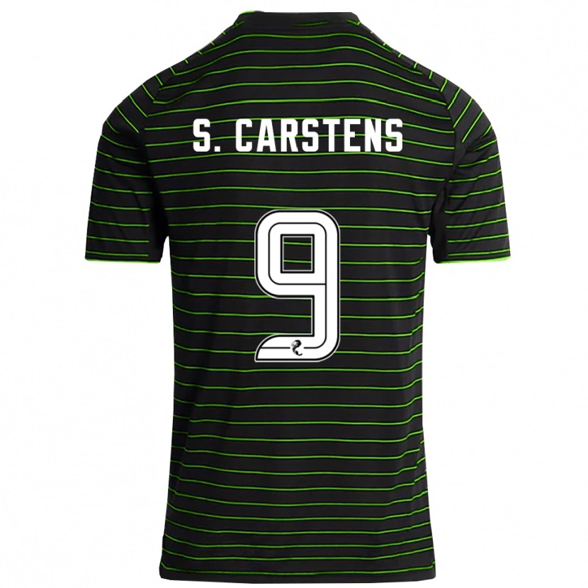Danxen Enfant Maillot Signe Carstens #9 Noir Vert Tenues Extérieur 2025/26 T-Shirt