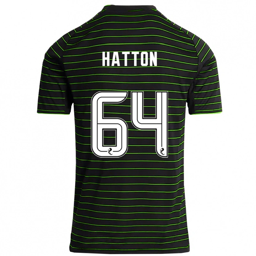 Danxen Enfant Maillot Thomas Hatton #64 Noir Vert Tenues Extérieur 2025/26 T-Shirt