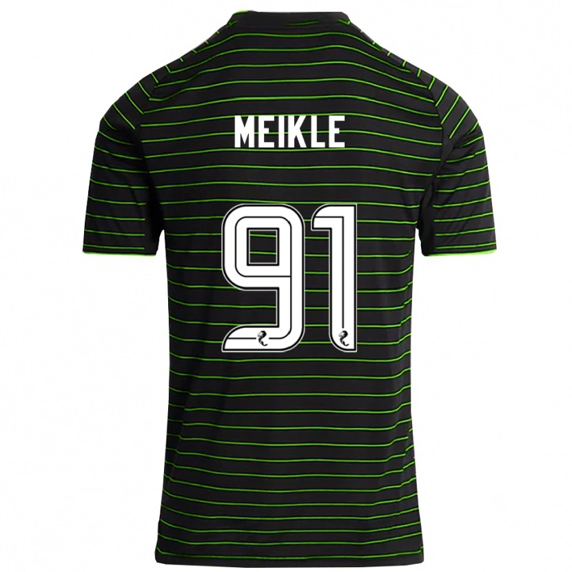 Danxen Enfant Maillot Jamie Meikle #91 Noir Vert Tenues Extérieur 2025/26 T-Shirt