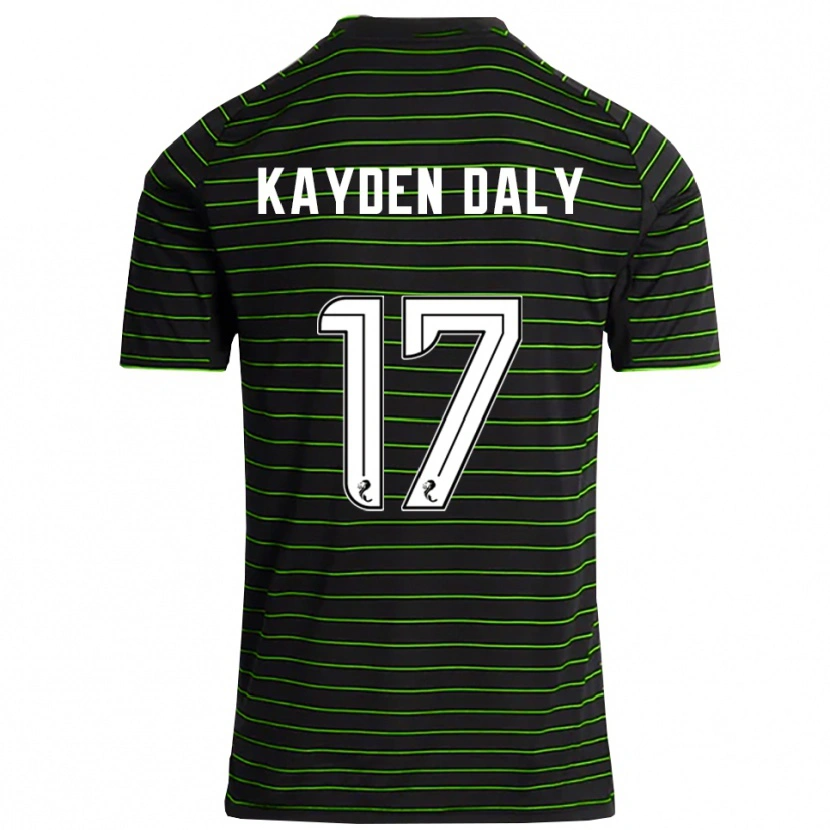 Danxen Enfant Maillot Kayden Daly #17 Noir Vert Tenues Extérieur 2025/26 T-Shirt