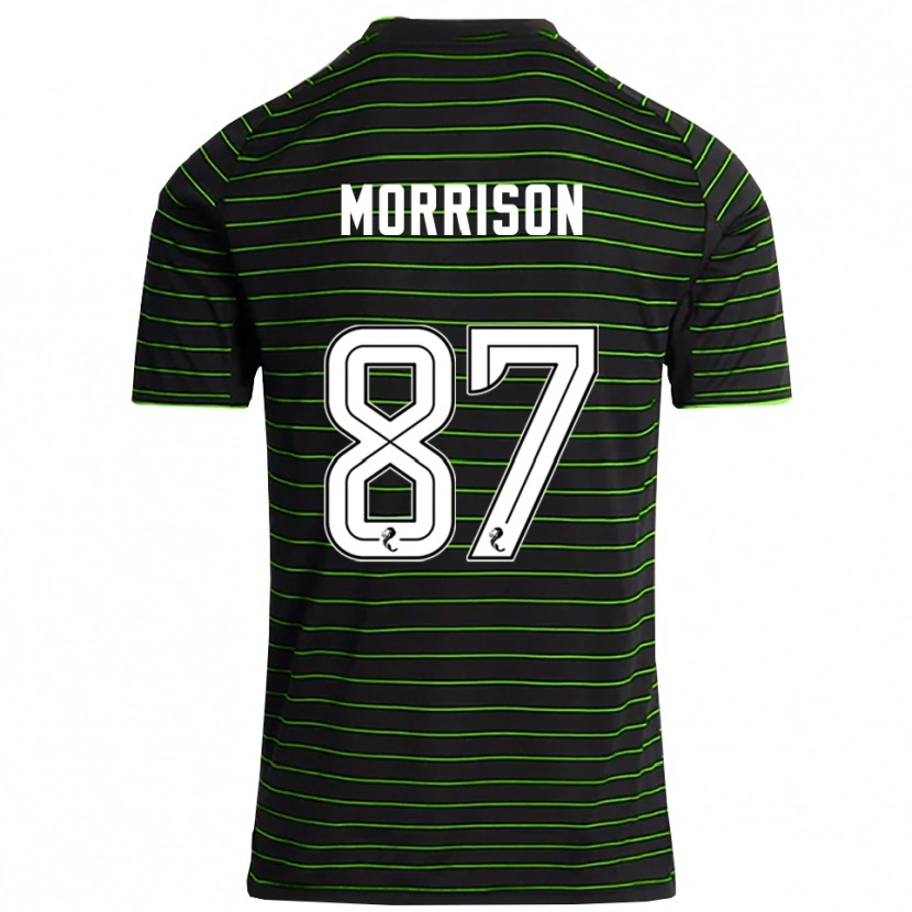 Danxen Enfant Maillot Joe Morrison #87 Noir Vert Tenues Extérieur 2025/26 T-Shirt