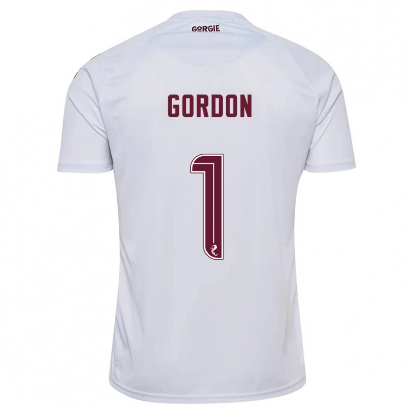 Danxen Enfant Maillot Craig Gordon #1 Blanc Bordeaux Tenues Extérieur 2025/26 T-Shirt
