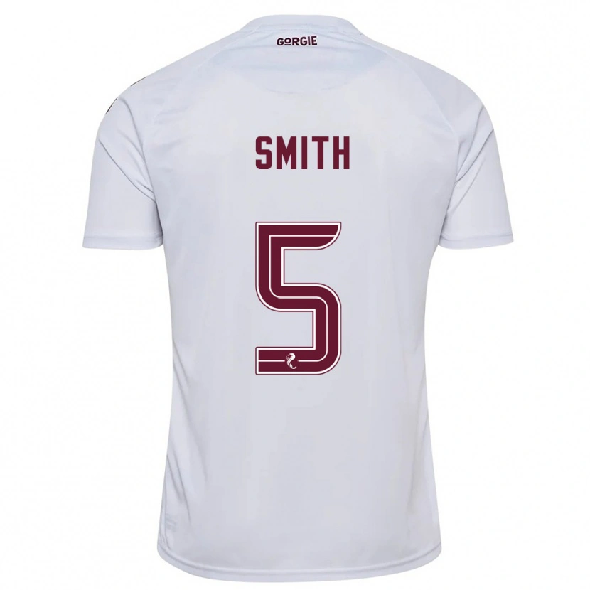 Danxen Enfant Maillot Lucas Smith #5 Blanc Bordeaux Tenues Extérieur 2025/26 T-Shirt