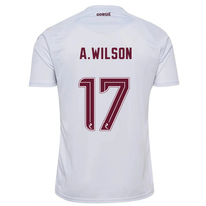 Danxen Enfant Maillot Alfie Wilson #17 Blanc Bordeaux Tenues Extérieur 2025/26 T-Shirt