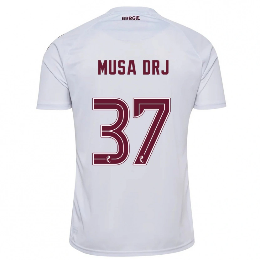 Danxen Enfant Maillot Musa Drammeh #37 Blanc Bordeaux Tenues Extérieur 2025/26 T-Shirt