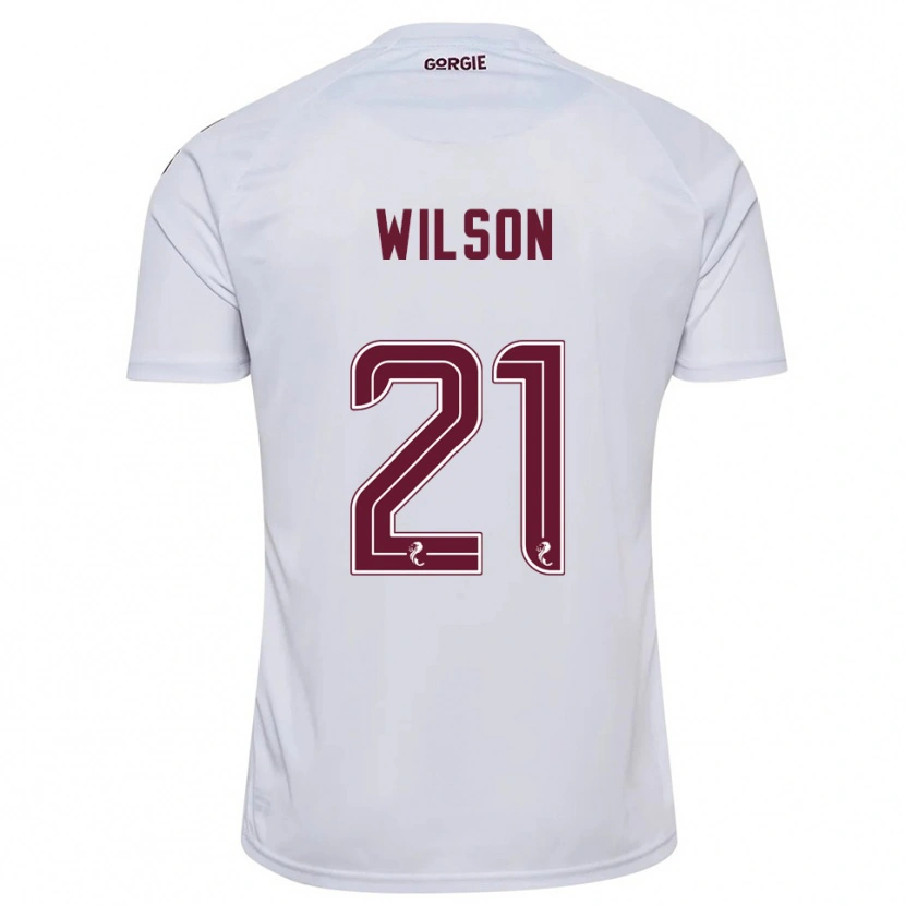 Danxen Enfant Maillot James Wilson #21 Blanc Bordeaux Tenues Extérieur 2025/26 T-Shirt