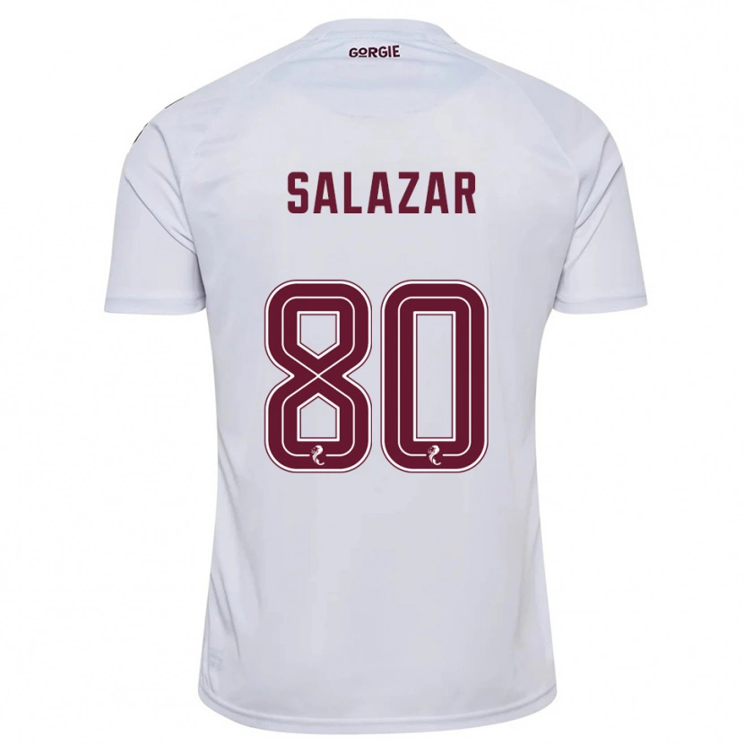 Danxen Enfant Maillot Andrés Salazar #80 Blanc Bordeaux Tenues Extérieur 2025/26 T-Shirt