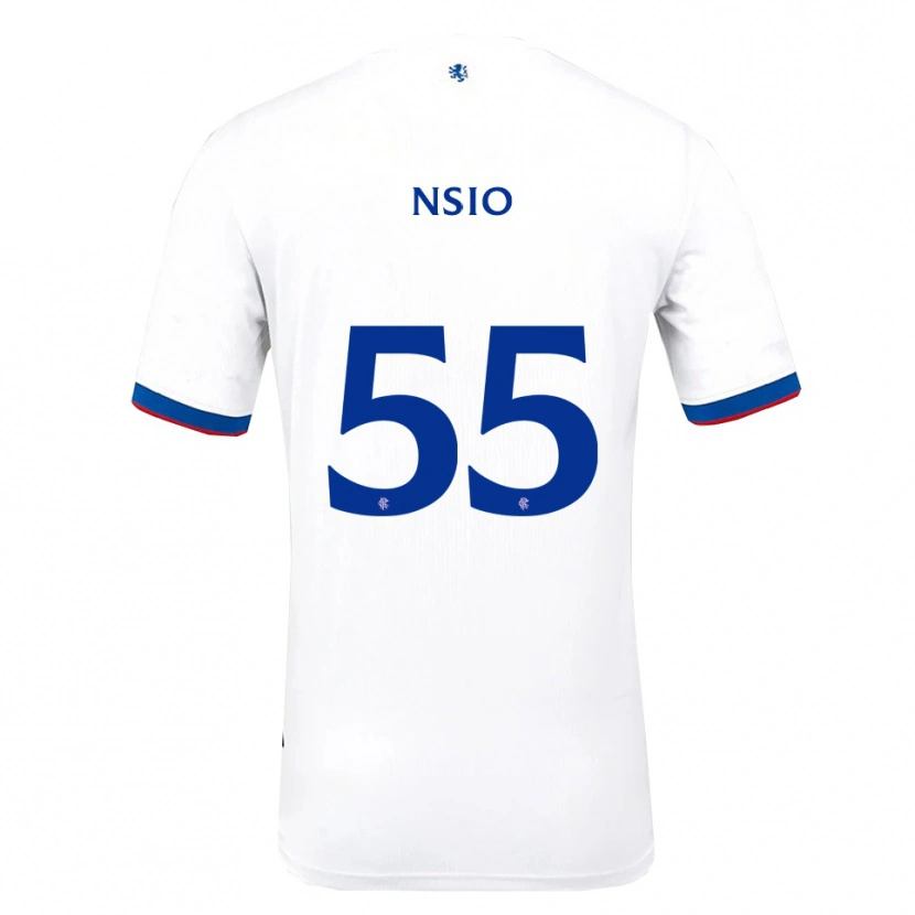 Danxen Enfant Maillot Paul Nsio #55 Blanc Rouge Bleu Tenues Extérieur 2025/26 T-Shirt