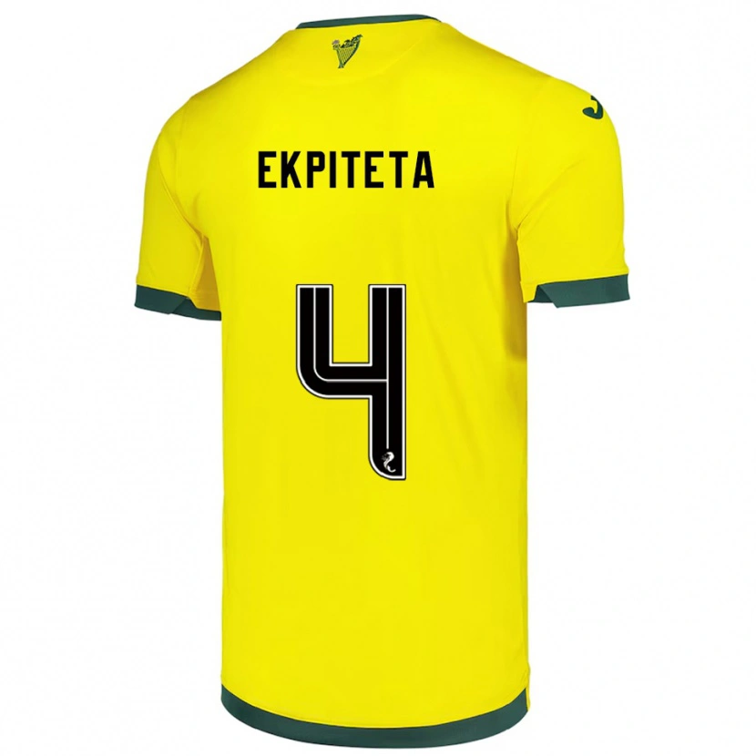 Danxen Enfant Maillot Marvin Ekpiteta #4 Jaune Vert Tenues Extérieur 2025/26 T-Shirt