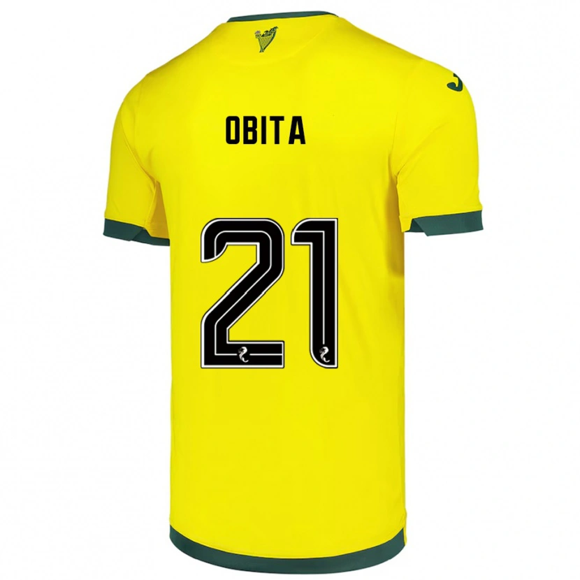 Danxen Enfant Maillot Jordan Obita #21 Jaune Vert Tenues Extérieur 2025/26 T-Shirt