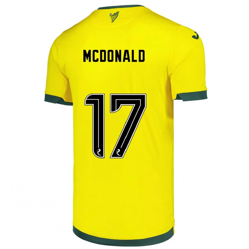 Danxen Enfant Maillot Josh Mcdonald #17 Jaune Vert Tenues Extérieur 2025/26 T-Shirt