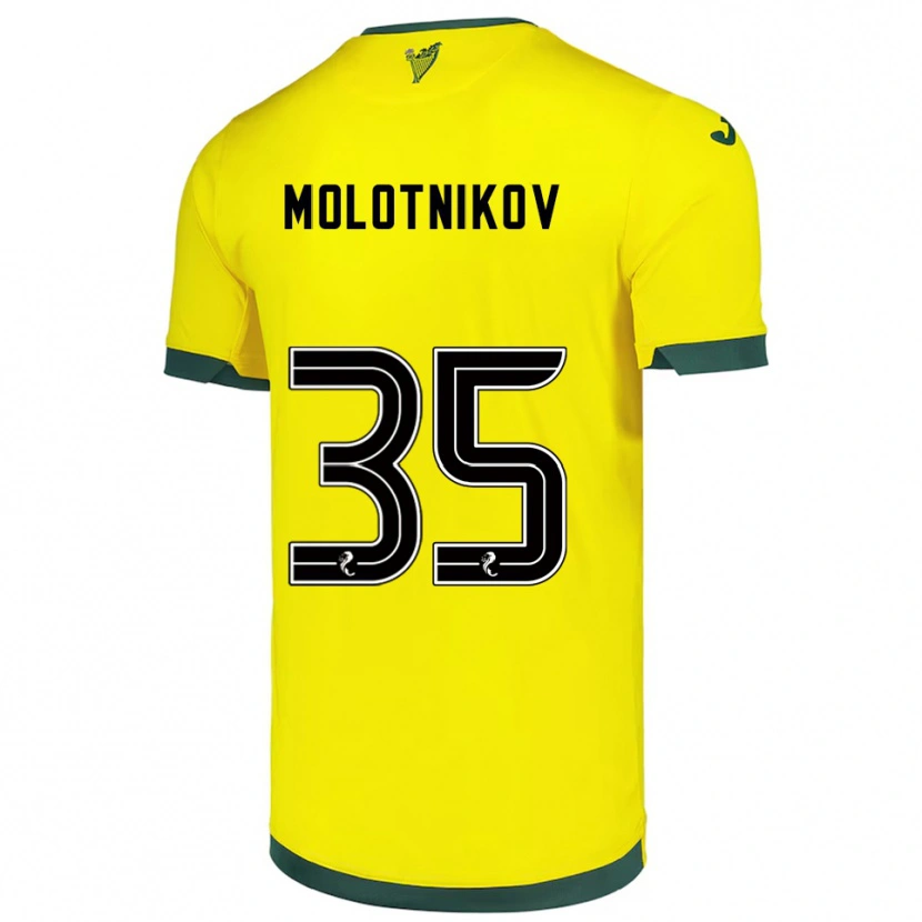Danxen Enfant Maillot Rudi Molotnikov #35 Jaune Vert Tenues Extérieur 2025/26 T-Shirt