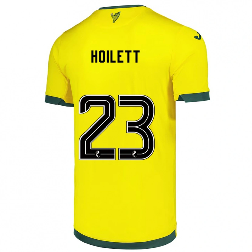 Danxen Enfant Maillot Junior Hoilett #23 Jaune Vert Tenues Extérieur 2025/26 T-Shirt