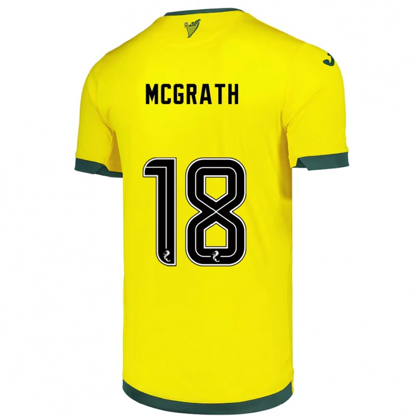 Danxen Enfant Maillot Joseph Mcgrath #18 Jaune Vert Tenues Extérieur 2025/26 T-Shirt