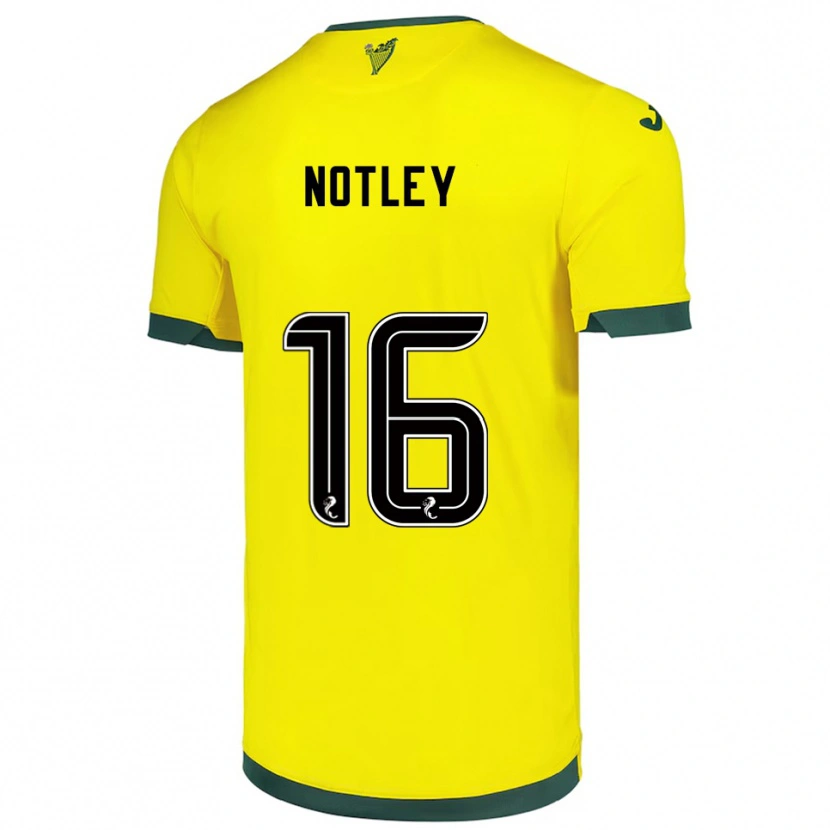 Danxen Enfant Maillot Ellis Notley #16 Jaune Vert Tenues Extérieur 2025/26 T-Shirt