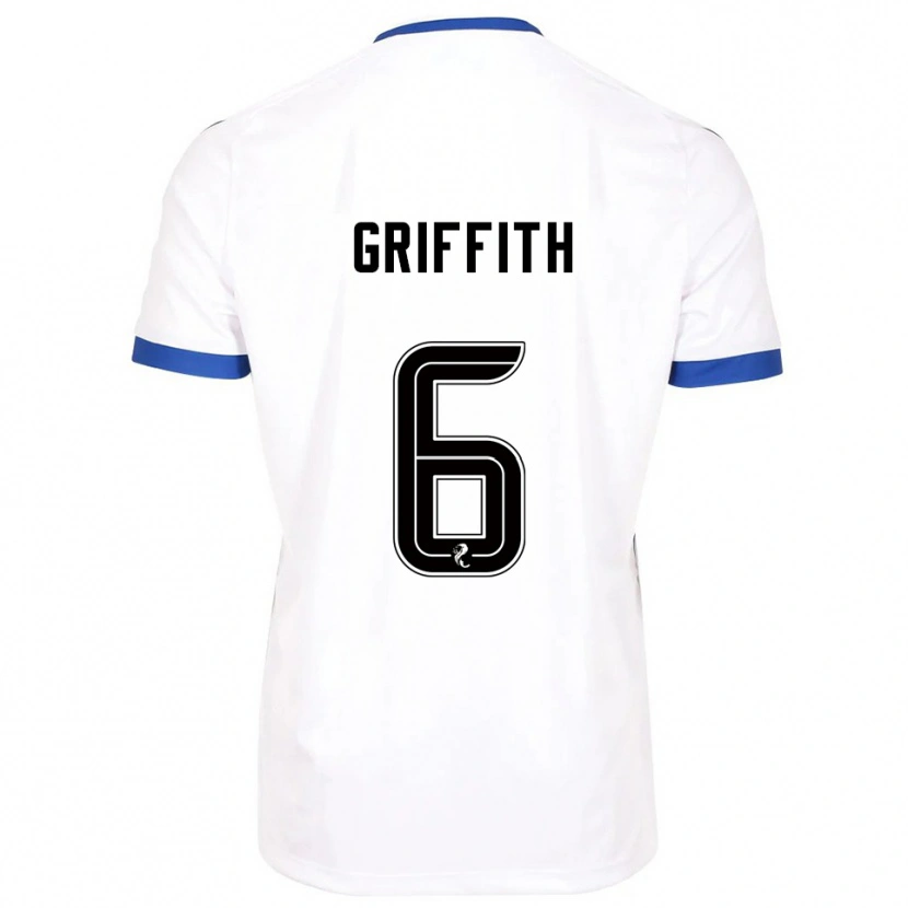 Danxen Enfant Maillot Víctor Griffith #6 Blanc Bleu Tenues Extérieur 2025/26 T-Shirt