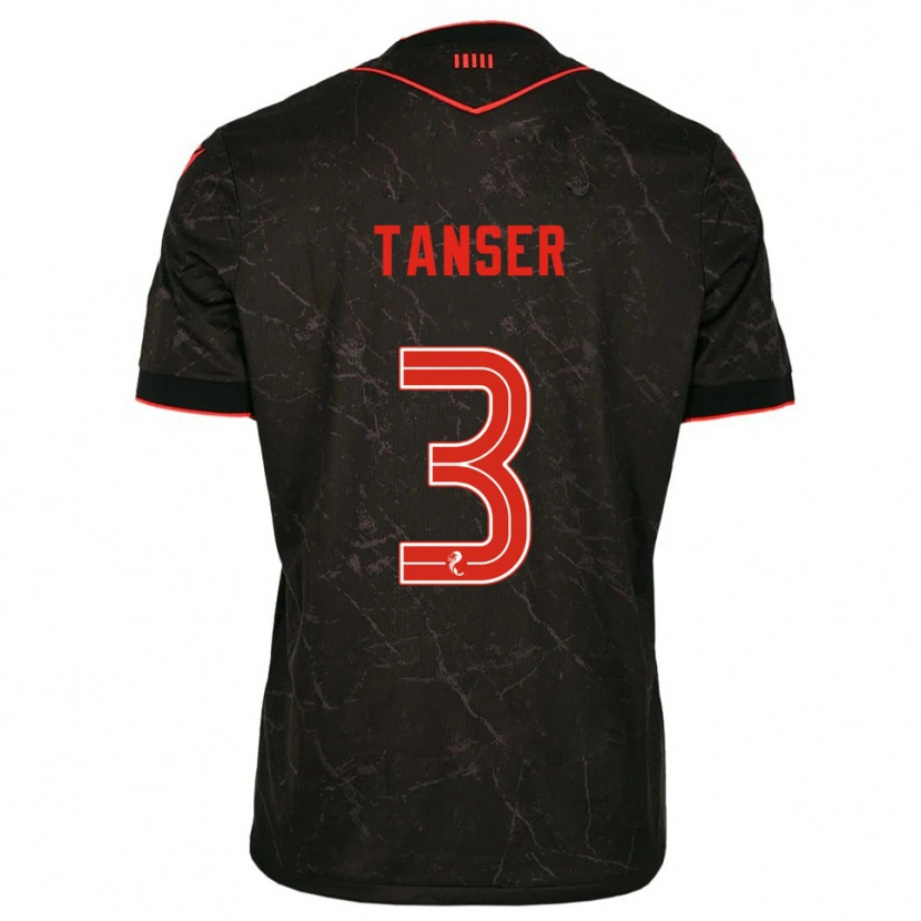 Danxen Enfant Maillot Scott Tanser #3 Noir Rouge Tenues Extérieur 2025/26 T-Shirt