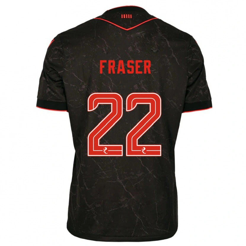 Danxen Enfant Maillot Marcus Fraser #22 Noir Rouge Tenues Extérieur 2025/26 T-Shirt