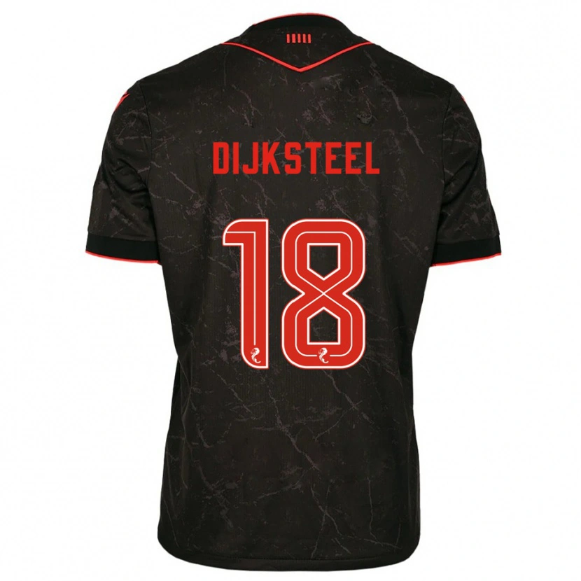 Danxen Enfant Maillot Malik Dijksteel #18 Noir Rouge Tenues Extérieur 2025/26 T-Shirt