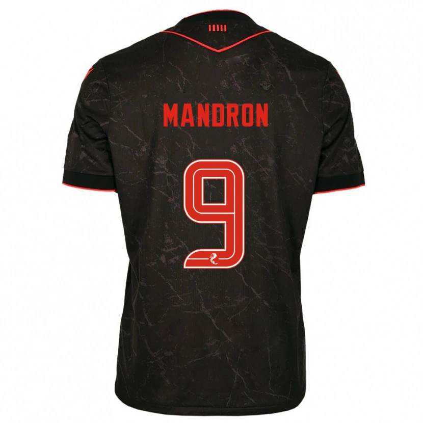 Danxen Enfant Maillot Mikael Mandron #9 Noir Rouge Tenues Extérieur 2025/26 T-Shirt
