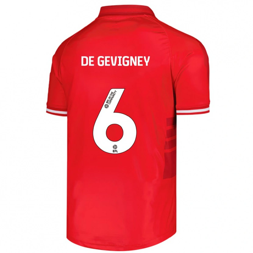 Danxen Homme Maillot Maël De Gevigney #6 Rouge Blanc Tenues Domicile 2025/26 T-Shirt