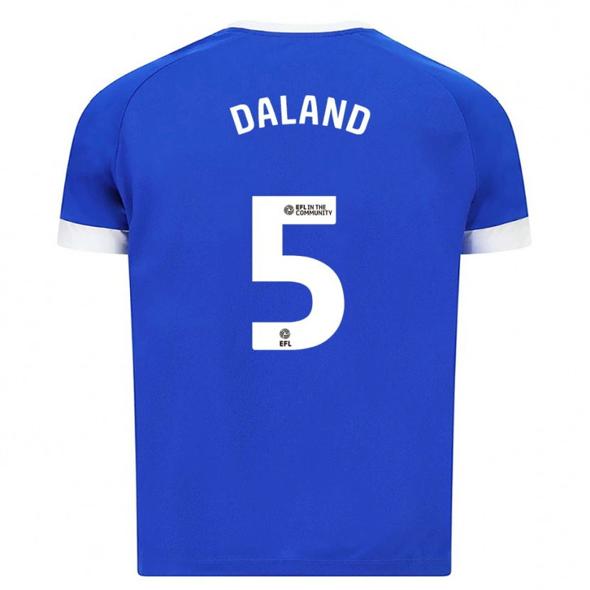 Danxen Homme Maillot Jesper Daland #5 Bleu Blanc Tenues Domicile 2025/26 T-Shirt