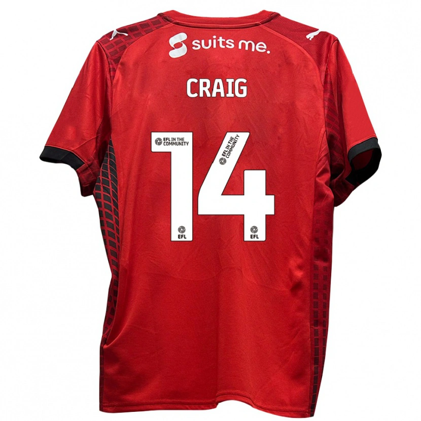 Danxen Homme Maillot Michael Craig #14 Rouge Noir Tenues Domicile 2025/26 T-Shirt