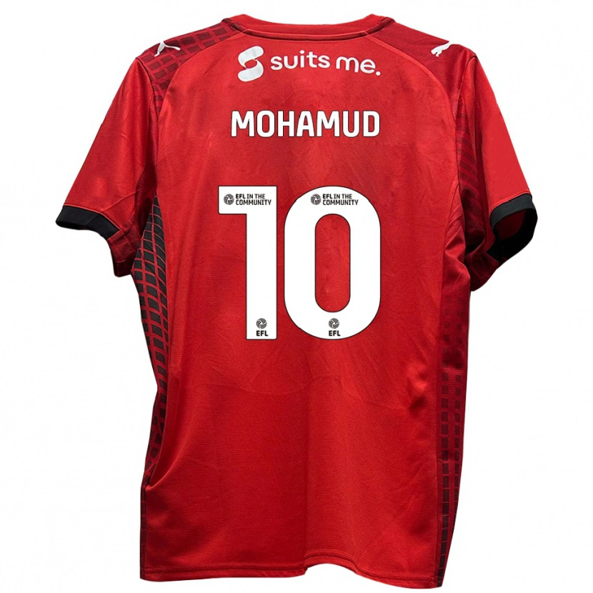 Danxen Homme Maillot Abdi Mohamud #10 Rouge Noir Tenues Domicile 2025/26 T-Shirt