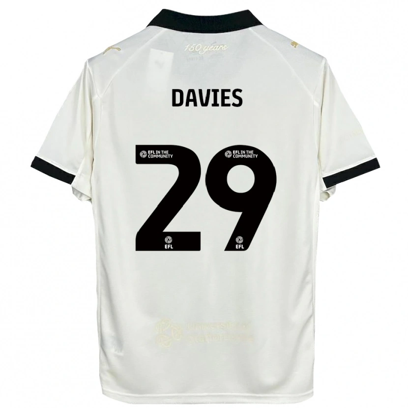 Danxen Homme Maillot Arron Davies #29 Blanc Cassé Noir Tenues Domicile 2025/26 T-Shirt