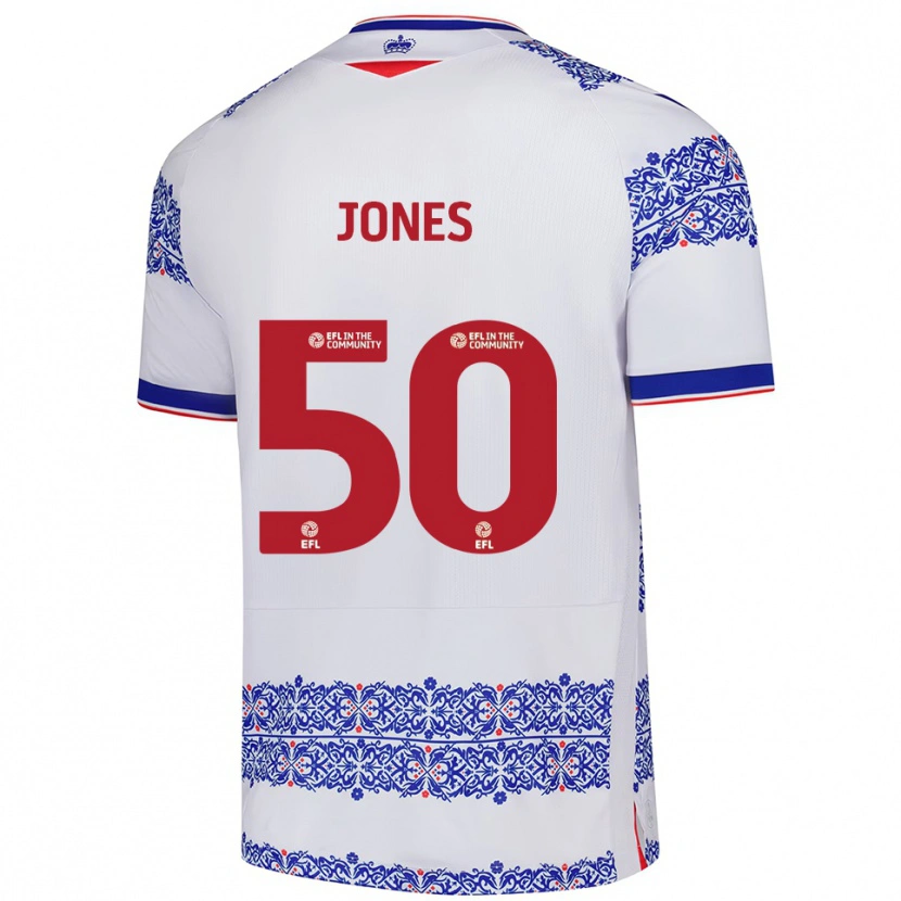 Danxen Homme Maillot Jerae Jones #50 Blanc Bleu Tenues Domicile 2025/26 T-Shirt