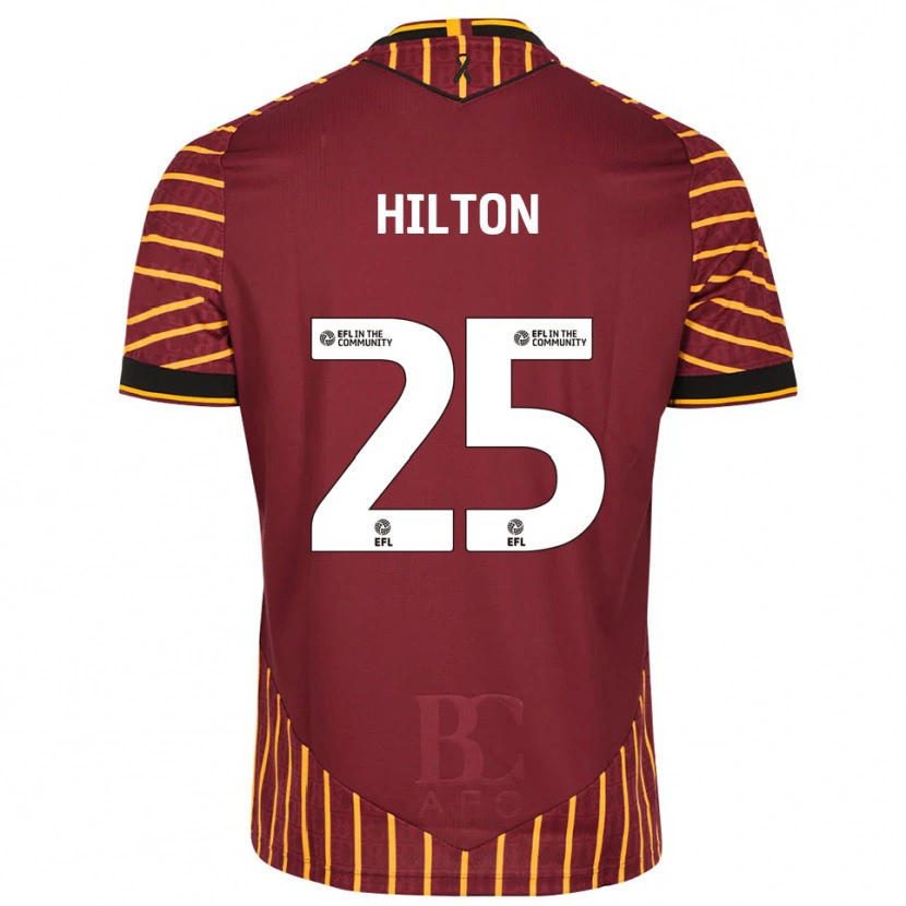 Danxen Homme Maillot Joe Hilton #25 Orange Bordeaux Tenues Domicile 2025/26 T-Shirt