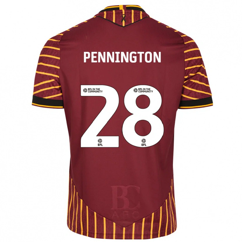 Danxen Homme Maillot Matthew Pennington #28 Orange Bordeaux Tenues Domicile 2025/26 T-Shirt