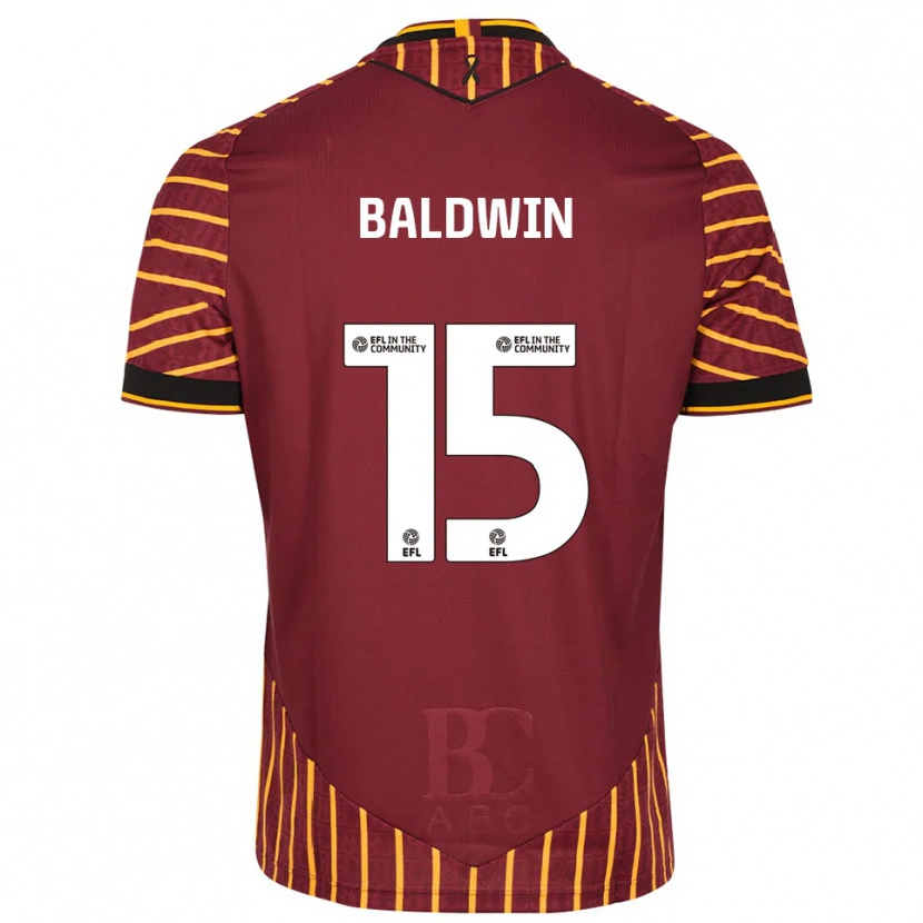 Danxen Homme Maillot Aden Baldwin #15 Orange Bordeaux Tenues Domicile 2025/26 T-Shirt