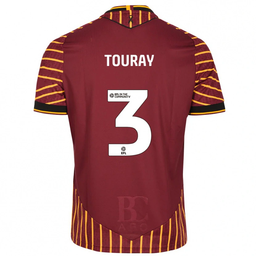 Danxen Homme Maillot Ibou Touray #3 Orange Bordeaux Tenues Domicile 2025/26 T-Shirt