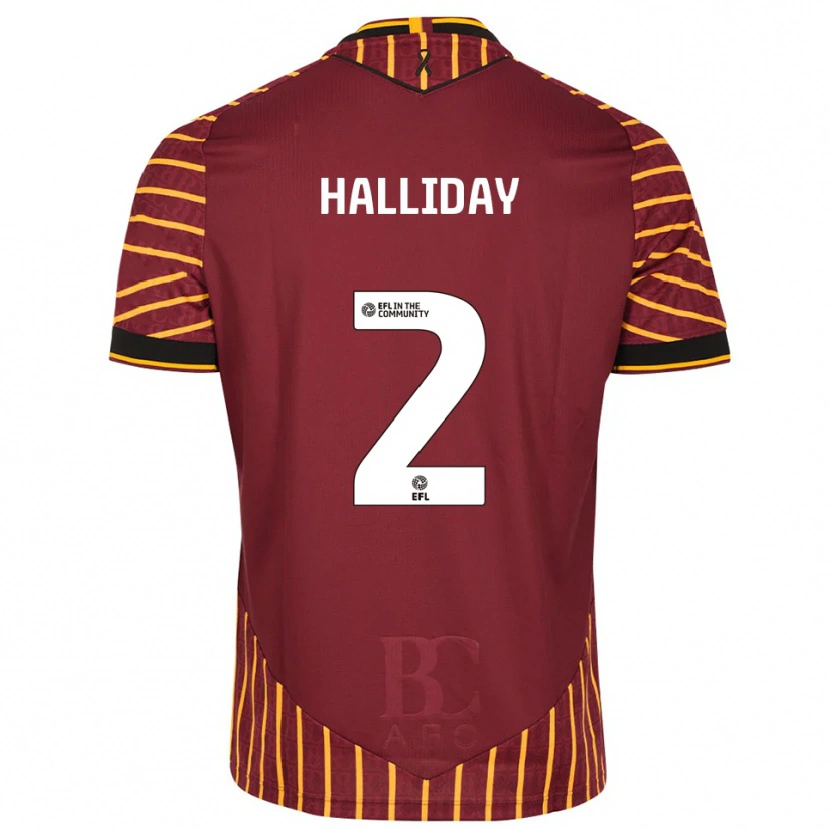Danxen Homme Maillot Brad Halliday #2 Orange Bordeaux Tenues Domicile 2025/26 T-Shirt