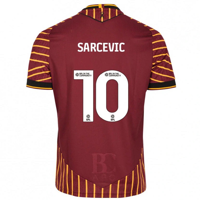 Danxen Homme Maillot Antoni Sarcevic #10 Orange Bordeaux Tenues Domicile 2025/26 T-Shirt